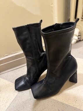 Zara Women’s Mid-Calf Square-Toe Heeled Boots